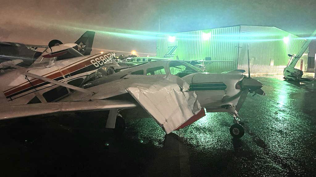 More Photos coming in from North Perry Airport in Hollywood, where a possible Tornado touched down 