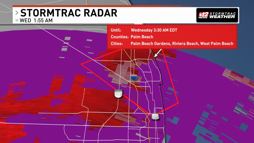 A Tornado Warning has been issued for Palm Beach 