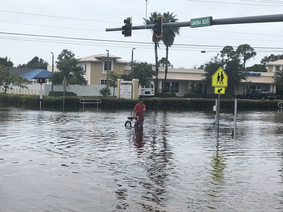 In Port St Lucie the intersection of California and Savona Blvds is under a couple feet of water.  Police have closed area off to vehicles