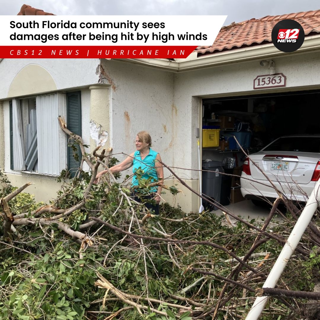 One residential neighborhood west of Delray Beach was hit hard by the fierce winds that came through overnight as Hurricane Ian churned through the Gulf of Mexico