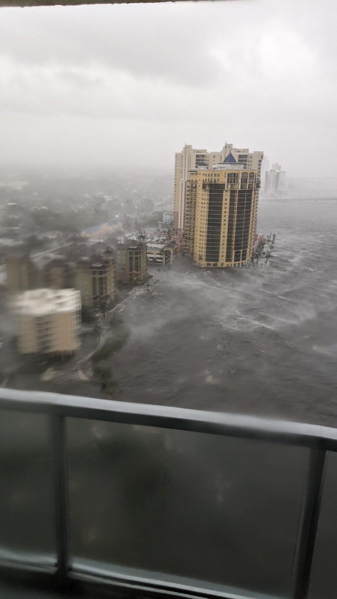 A view from the Oasis Grand Apartments in FortMyers shows the extent of flooding caused by Hurricane Ian