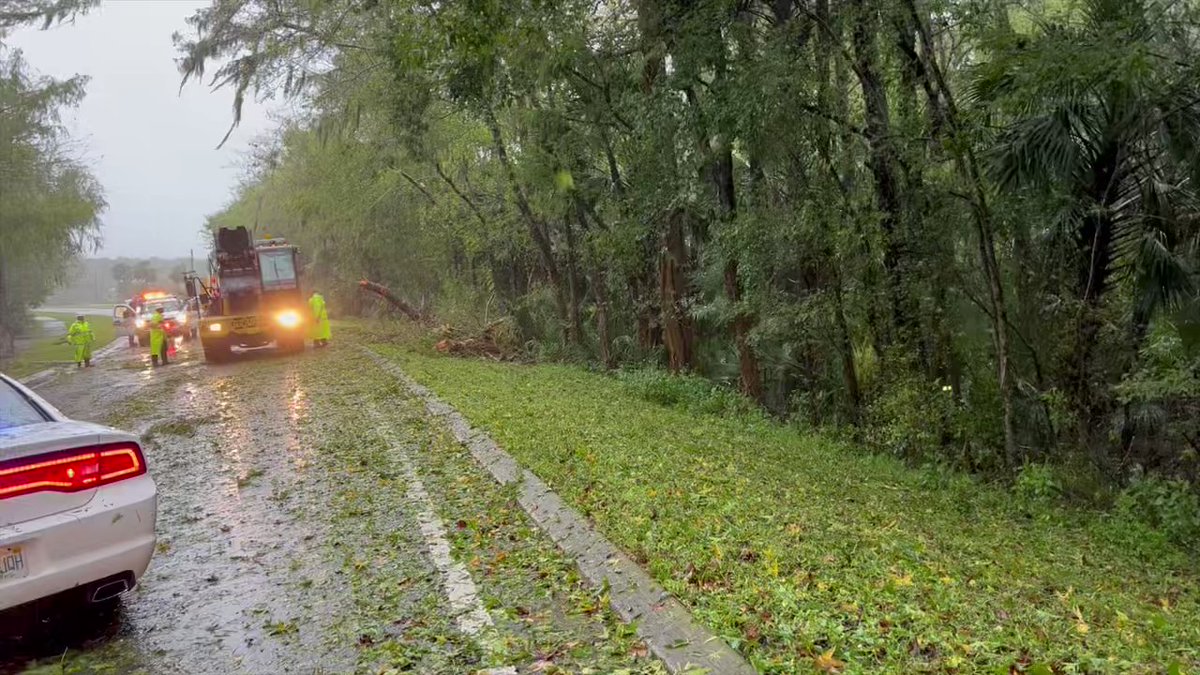 This is on Colbert Lane near Palm Coast Parkway. First responders had to shut down parts of this road for several miles because of trees that fell or just too much debris in the middle of the road. It took crews about 15 minutes to open each section