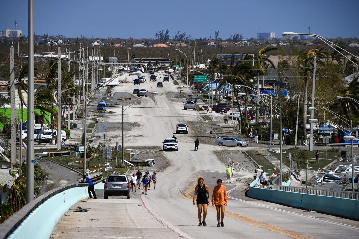 Damage in Ft. Myer's Beach caused by Hurricane Ian. The bridge leading to the beach is now closed to the public