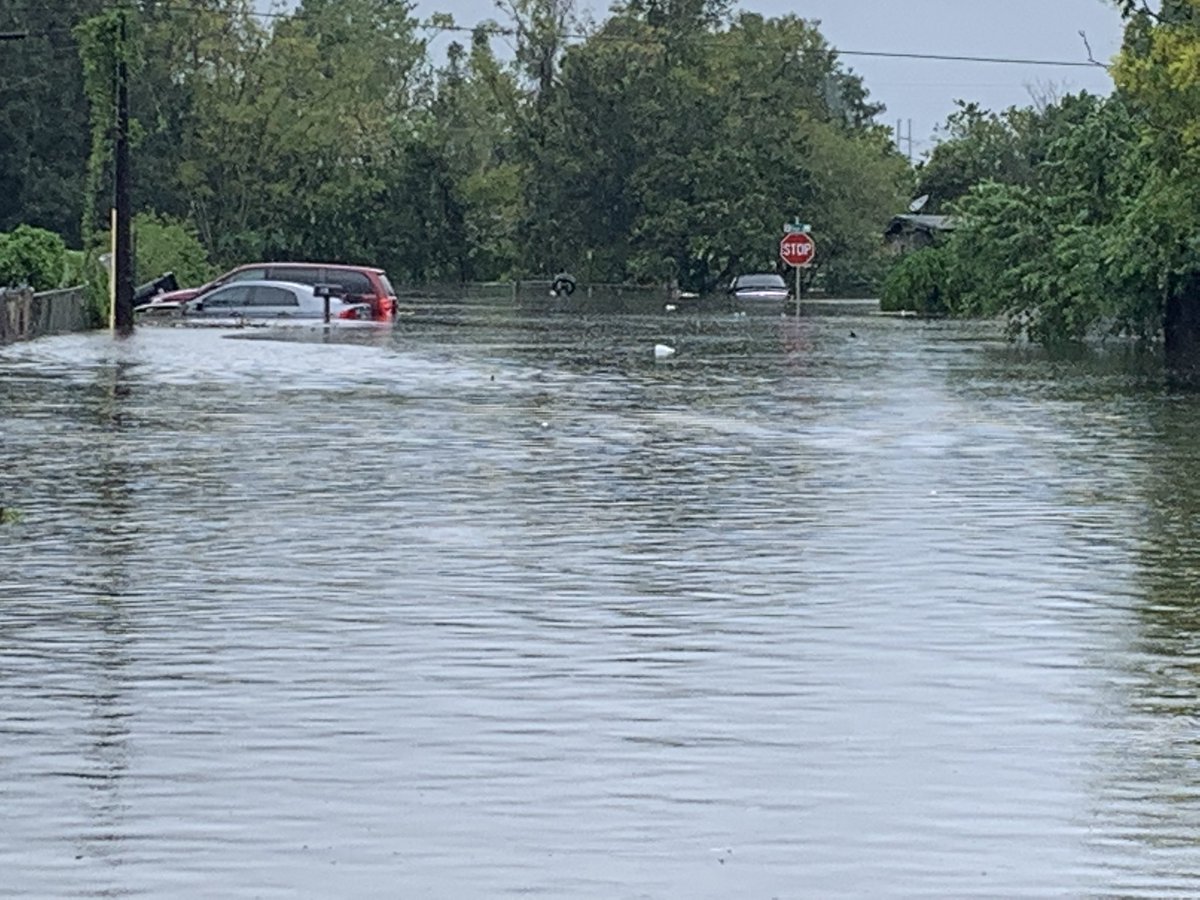 Orlo Vista is flooded. Notice how high the water has risen in comparison to cars and stop signs. It's risen to waist-deep in some homes.  People new to the neighborhood say they never could've imagined this. People who've been here a while say it just happened in Irma