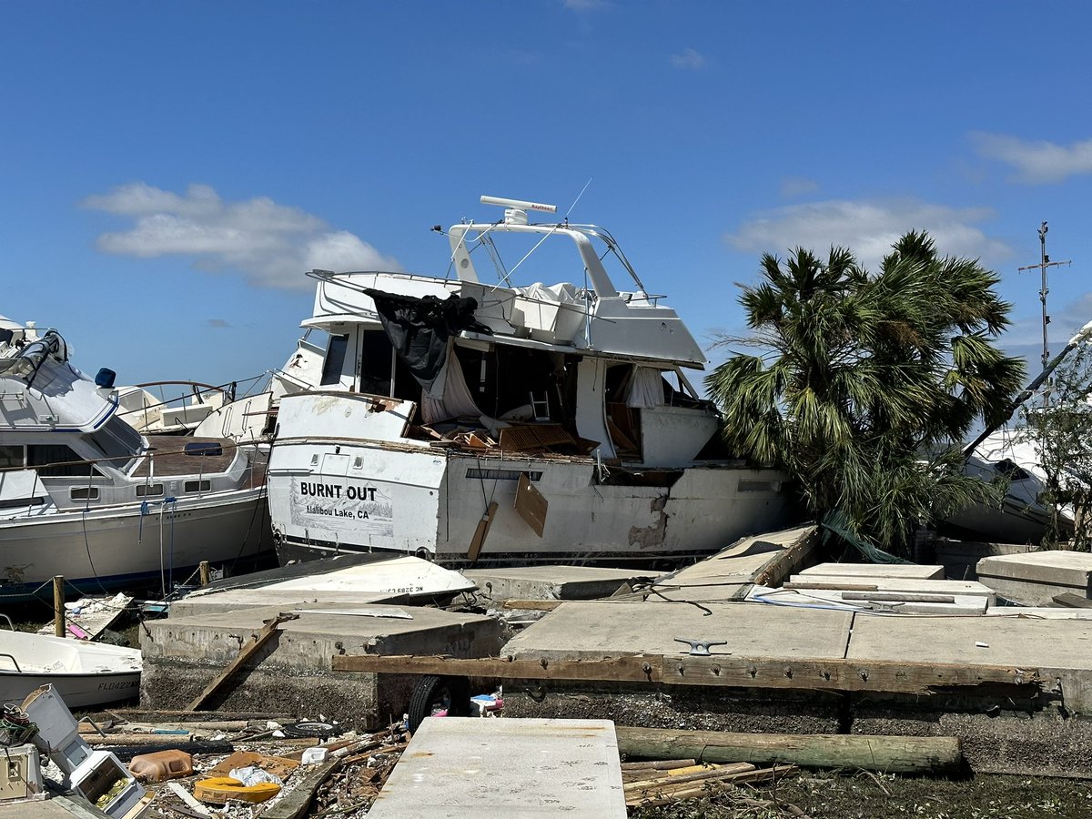 The marina in Fort Myers looks like a war zone. Boats piled on top of boats piled on top of boats. Ian brought storm surge flooding up the Caloosahatchee River, destroying everything in its path. 