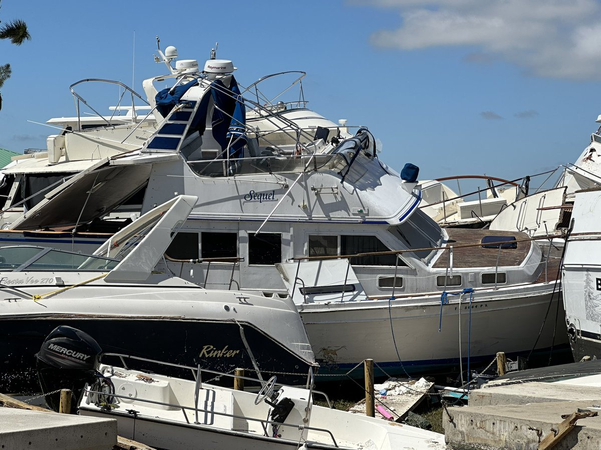 The marina in Fort Myers looks like a war zone. Boats piled on top of boats piled on top of boats. Ian brought storm surge flooding up the Caloosahatchee River, destroying everything in its path. 