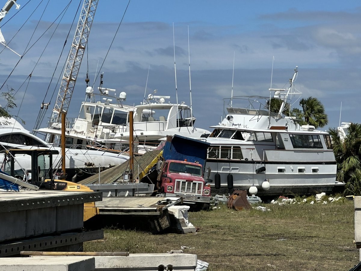 The marina in Fort Myers looks like a war zone. Boats piled on top of boats piled on top of boats. Ian brought storm surge flooding up the Caloosahatchee River, destroying everything in its path. 