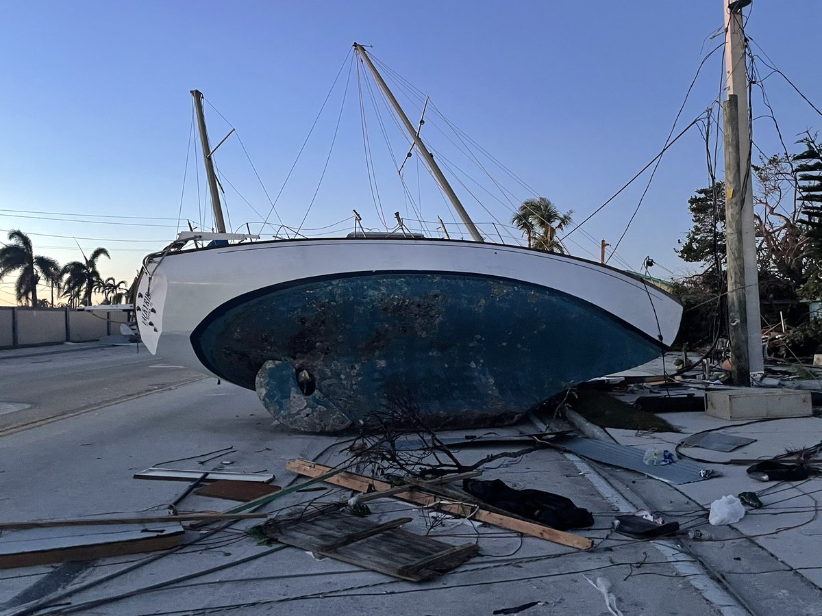 Another morning here on Fort Myers Beach and another sad reminder of what's left after HurricaneIan.  Sounds like only residents & emergency personnel will be allowed on FMB today. 