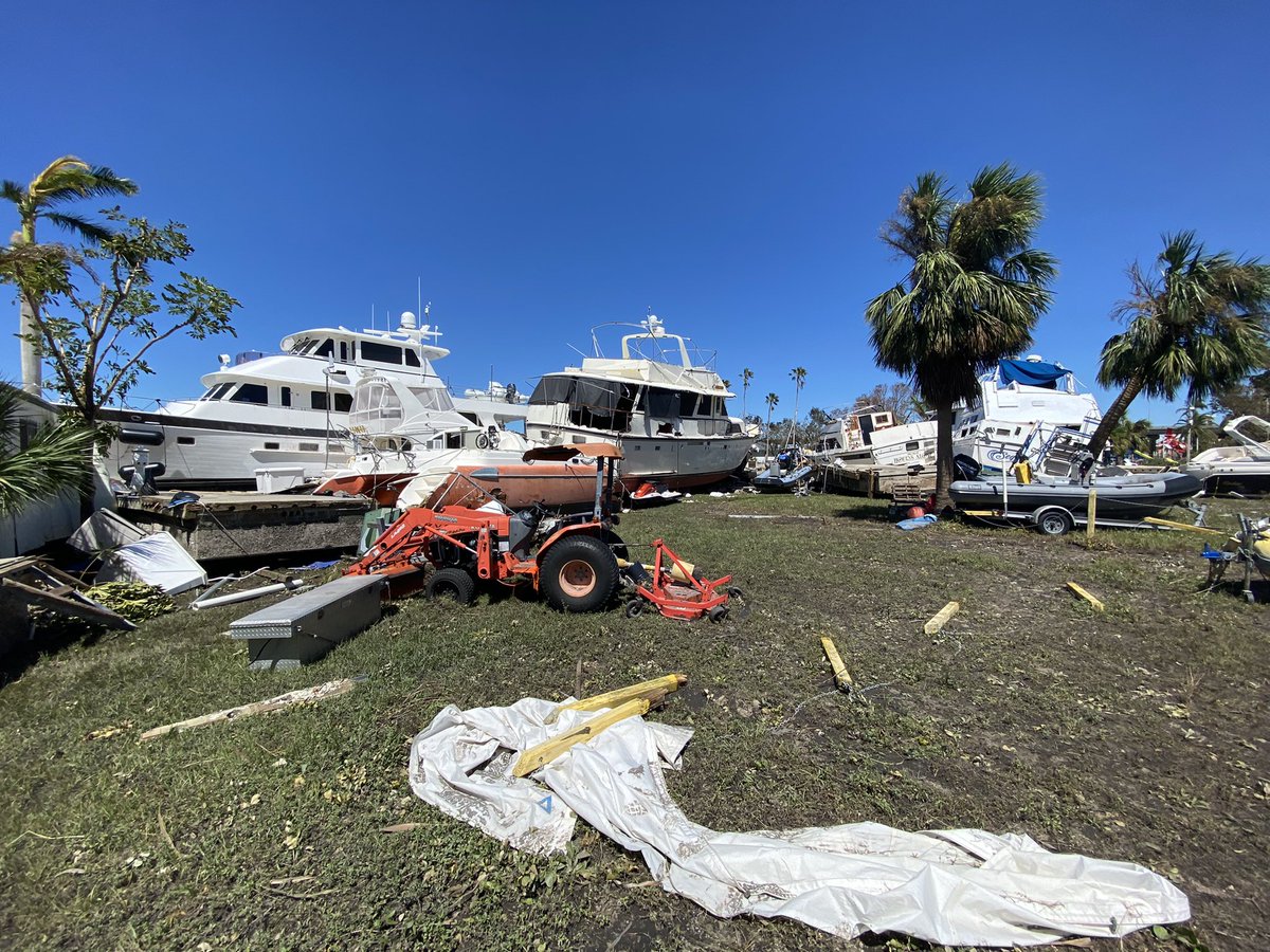 Here's Fort Myers right by the Gulf of Mexico. These boats were tossed around like toys