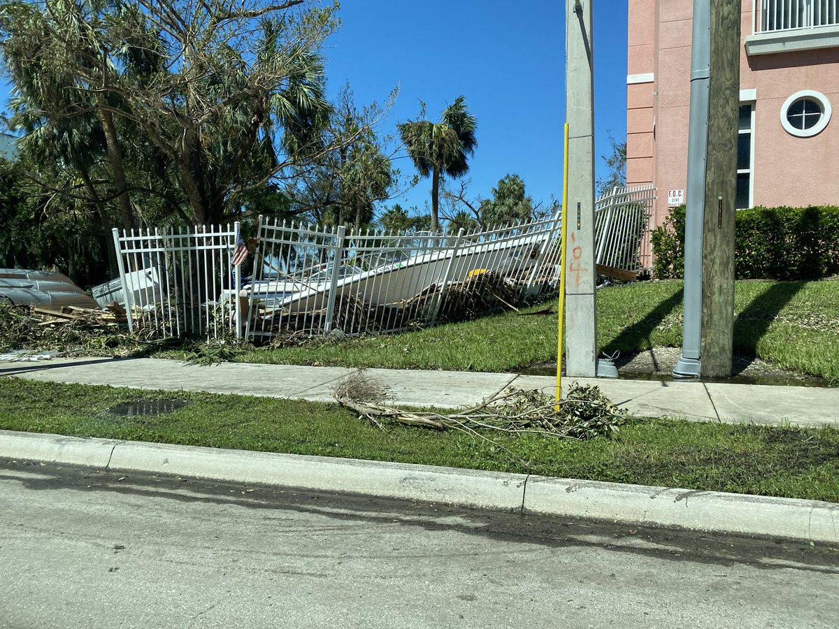 Here's Fort Myers right by the Gulf of Mexico. These boats were tossed around like toys