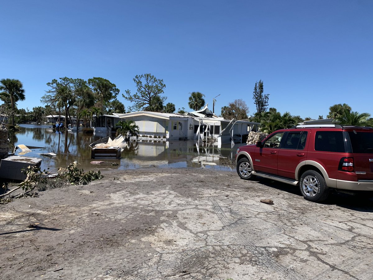 Images as we approach Sanibel. A mobile home park not only dealt with high winds but also flooding