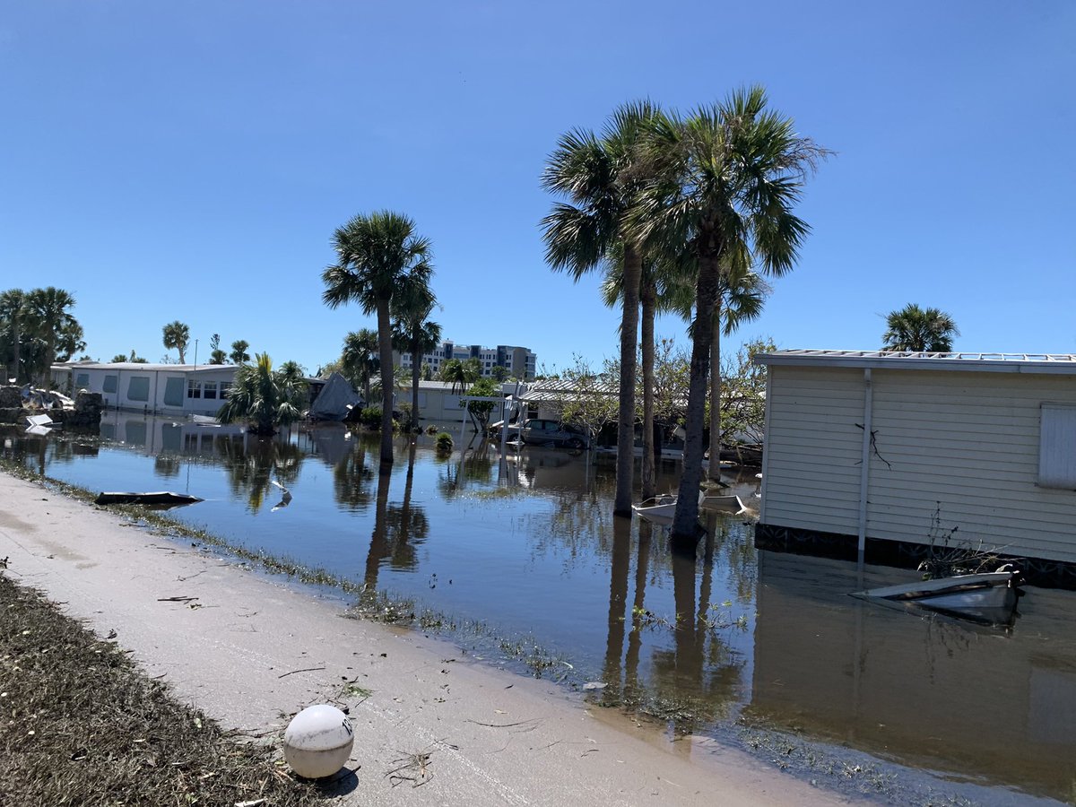 Images as we approach Sanibel. A mobile home park not only dealt with high winds but also flooding