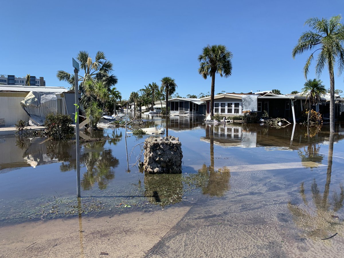 Images as we approach Sanibel. A mobile home park not only dealt with high winds but also flooding