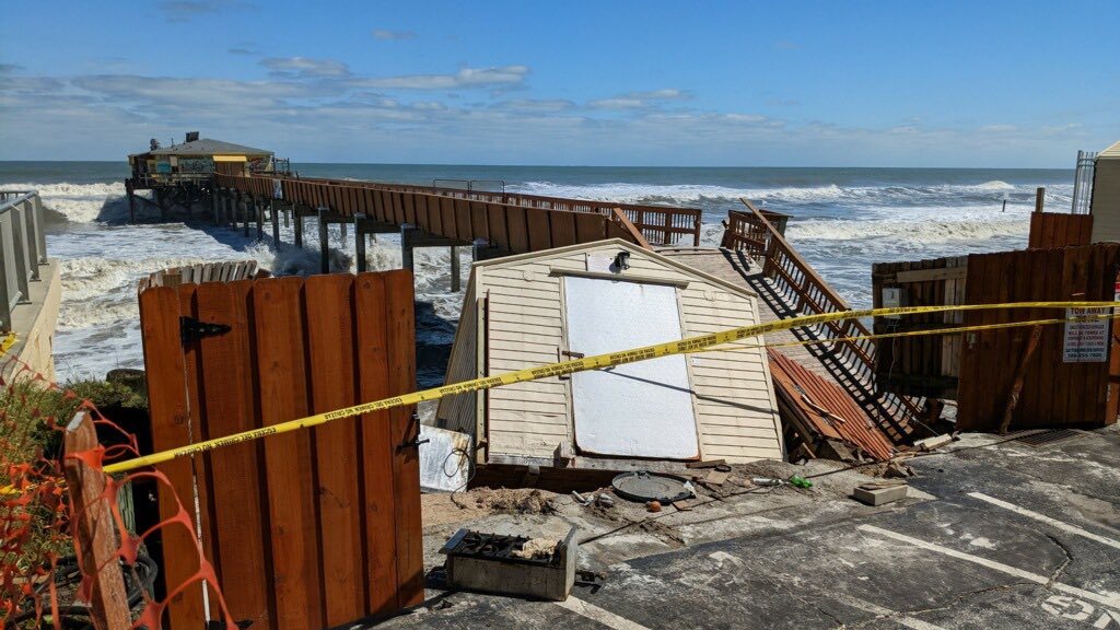 More storm related damage at Sunglow Pier in parking lot & next door condo pool area. Ocean gobbling it up 