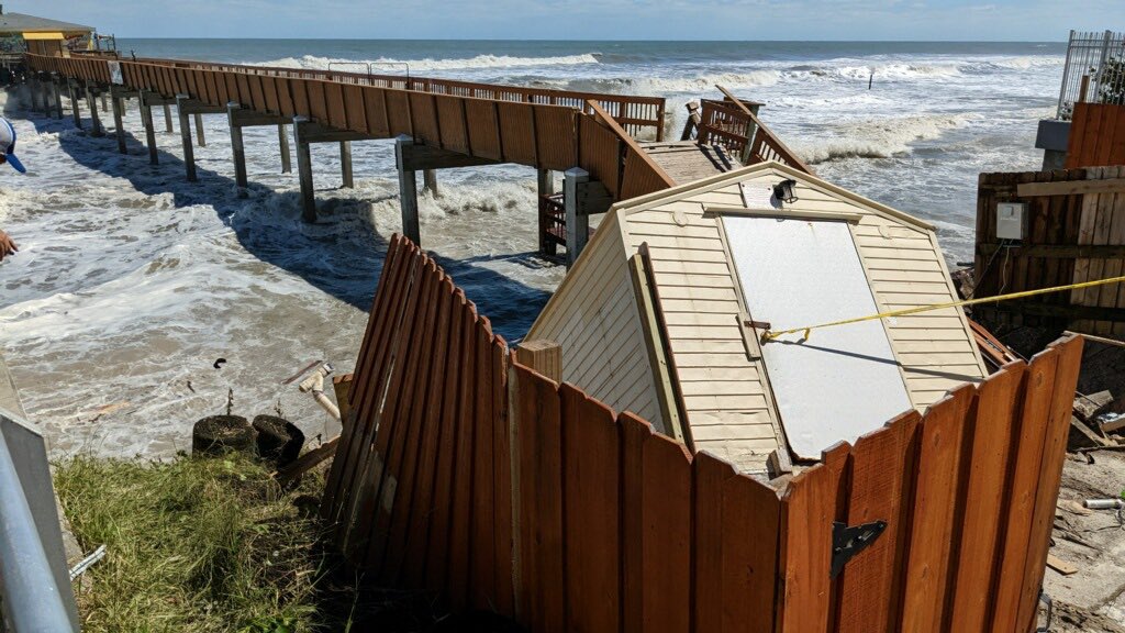 More storm related damage at Sunglow Pier in parking lot & next door condo pool area. Ocean gobbling it up 