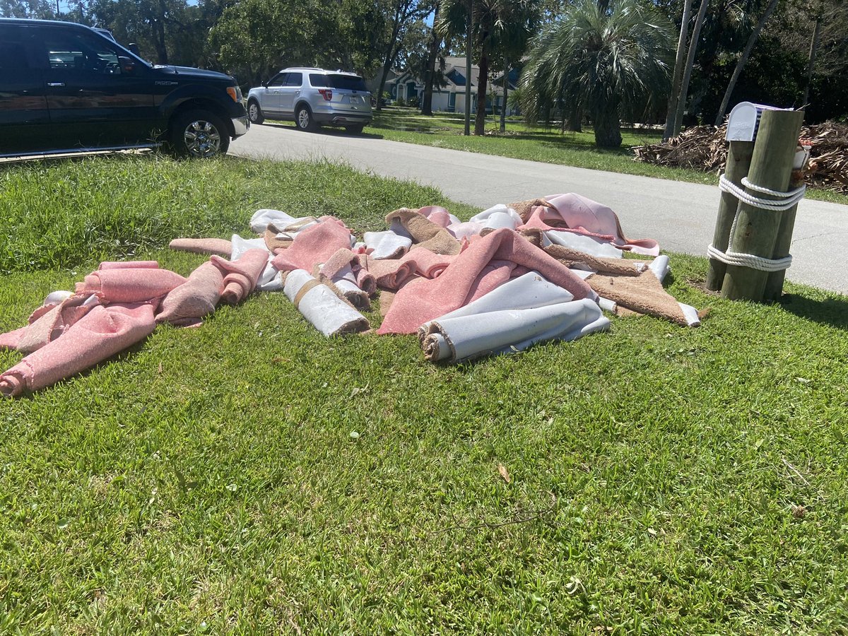 Flagler Beach. This is off Lambert Avenue. A woman's home was flooded and she spent the morning pulling up her floors. The road sits high so the water filled many driveways. Smith creek is right behind this road