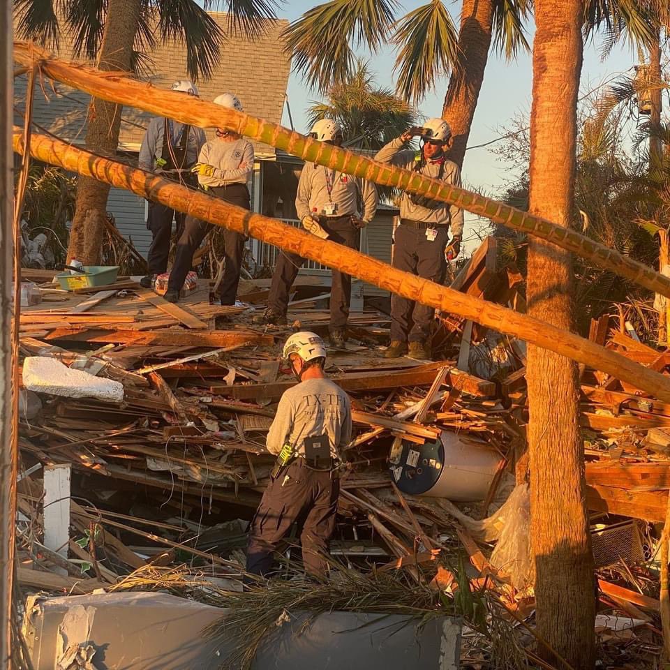 Members of @txtf1 continue work in the Fort Myers area. They have conducted numerous searches alongside Florida Task Force 7. Teams will remain in Florida assisting for several days. 