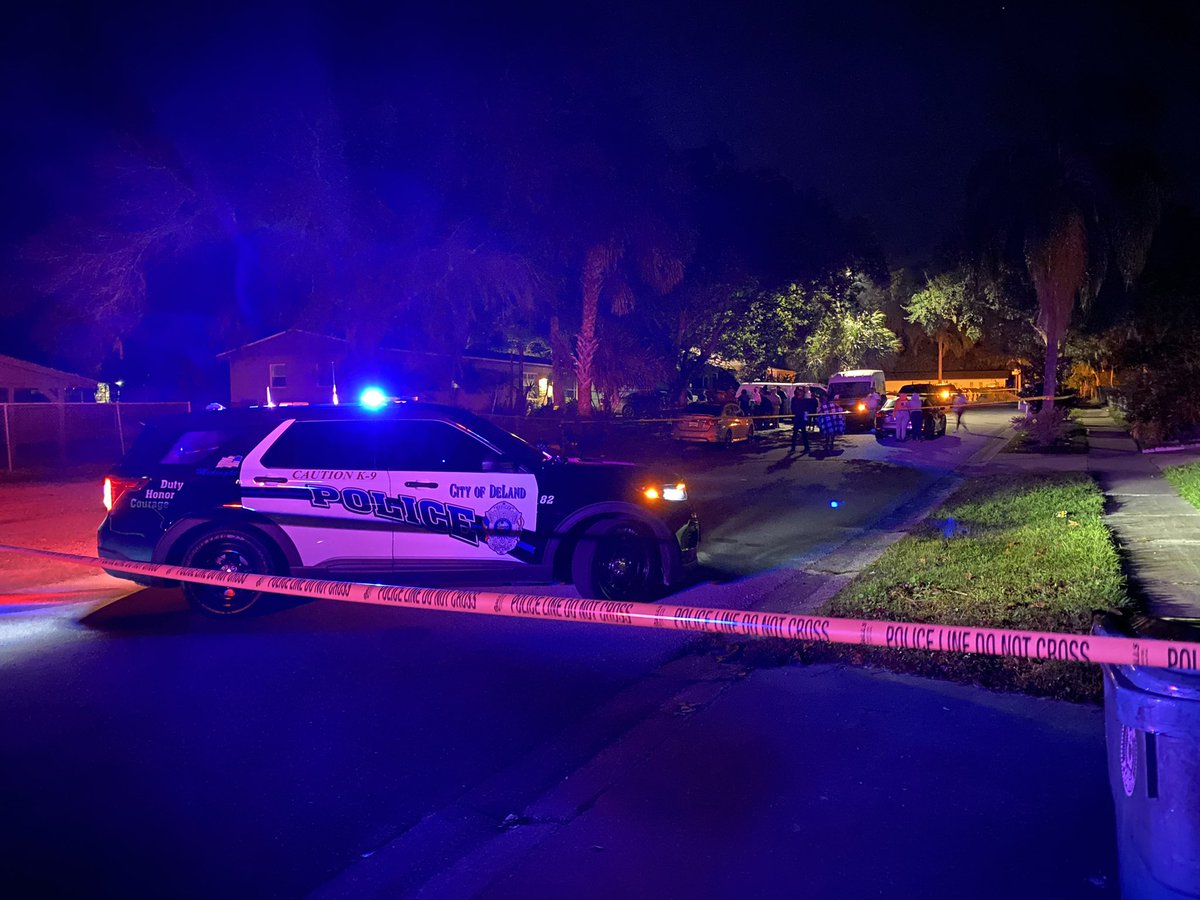 Scene of   in DeLand. At least one person is dead after a shooting at a home on Longview Avenue.