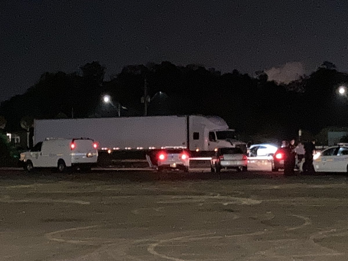 SHOOTING - The driver of a semi parked in the lot at 45th and main was shot after an intruder came into his cab - a struggled ensued- and then the shot was fired - suspect fled on foot in unknown direction