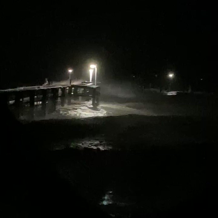 Hurricane Nicole is battering our coast - and waves can be seen smashing into the pier at Jensen Beach ahead of landfall Wednesday