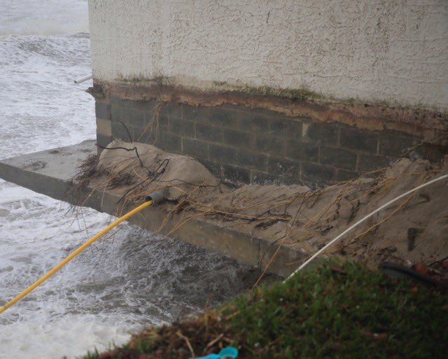 And this is the back of St. kitts condo also in daytona beach shores. It was evacuated last night and now, w ongoing erosion, there is nothing in front of back of structure