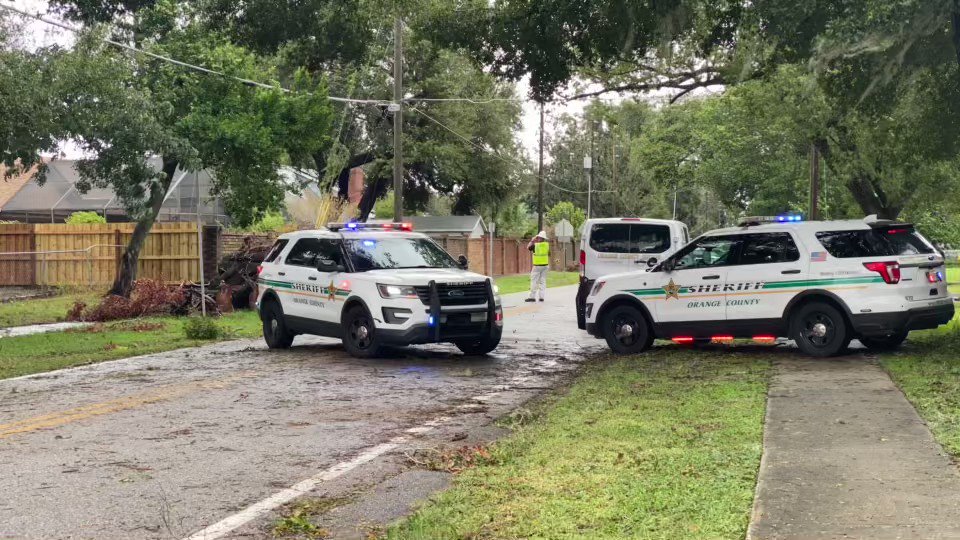 This is the scene near the corner of Pershing Avenue and Bayfront Parkway where the Orange County Sheriff's Office says 2 people have died after being electrocuted by a downed power line