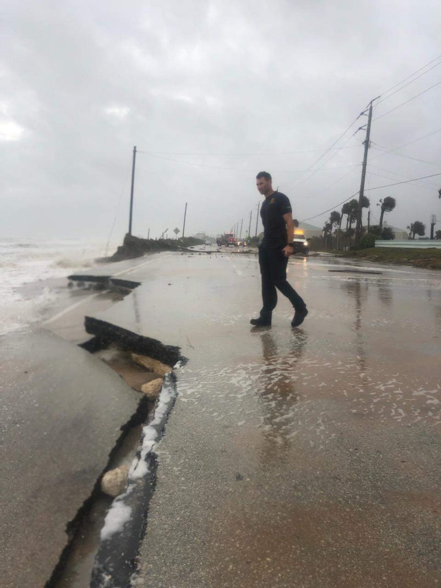 A portion of the road near the 3400 Block of Coastal Highway has been compromised due to the effects of storm surge combined with high tide.