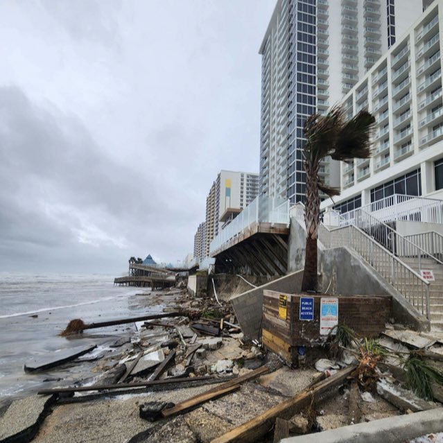 These are images shared with us from @CityDaytona. No building infiltration that we've been made aware of but clear damage here too