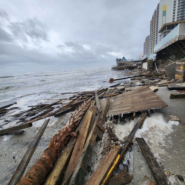 These are images shared with us from @CityDaytona. No building infiltration that we've been made aware of but clear damage here too