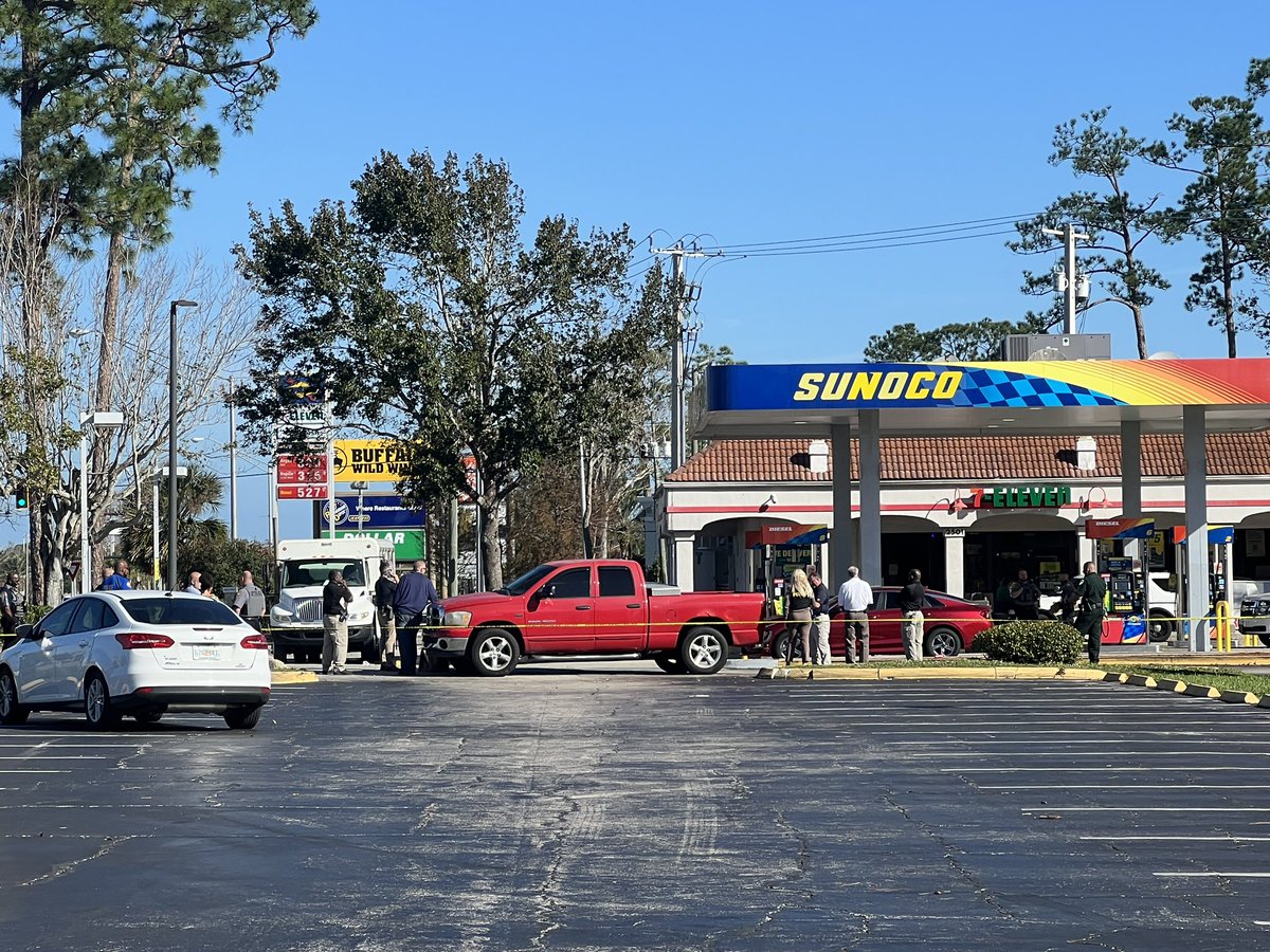 Suspect killed in officer involved shooting in Daytona Beach. police officer stabbed in face but expected to recover. Suspect had been trespassed from gas station earlier