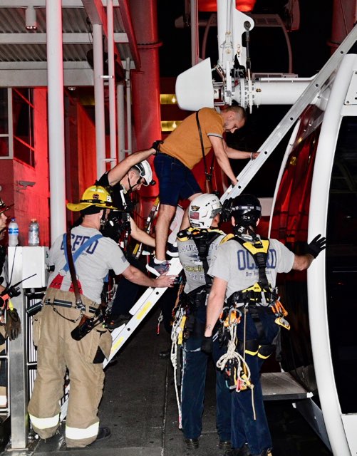 More than 60 people have been safely rescued from more than 20 pods. All pods are now empty and units have cleared @iconparkorlando. All rescue climbers on duty responded to the scene, with additional off duty rescue climbers also responding to assist if needed