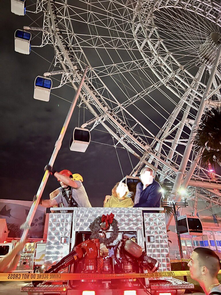 More than 60 people have been safely rescued from more than 20 pods. All pods are now empty and units have cleared @iconparkorlando. All rescue climbers on duty responded to the scene, with additional off duty rescue climbers also responding to assist if needed