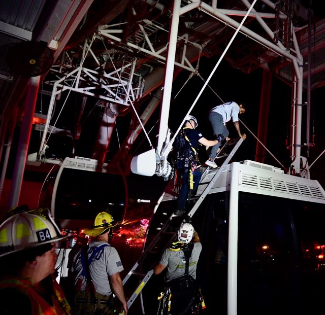 More than 60 people have been safely rescued from more than 20 pods. All pods are now empty and units have cleared @iconparkorlando. All rescue climbers on duty responded to the scene, with additional off duty rescue climbers also responding to assist if needed