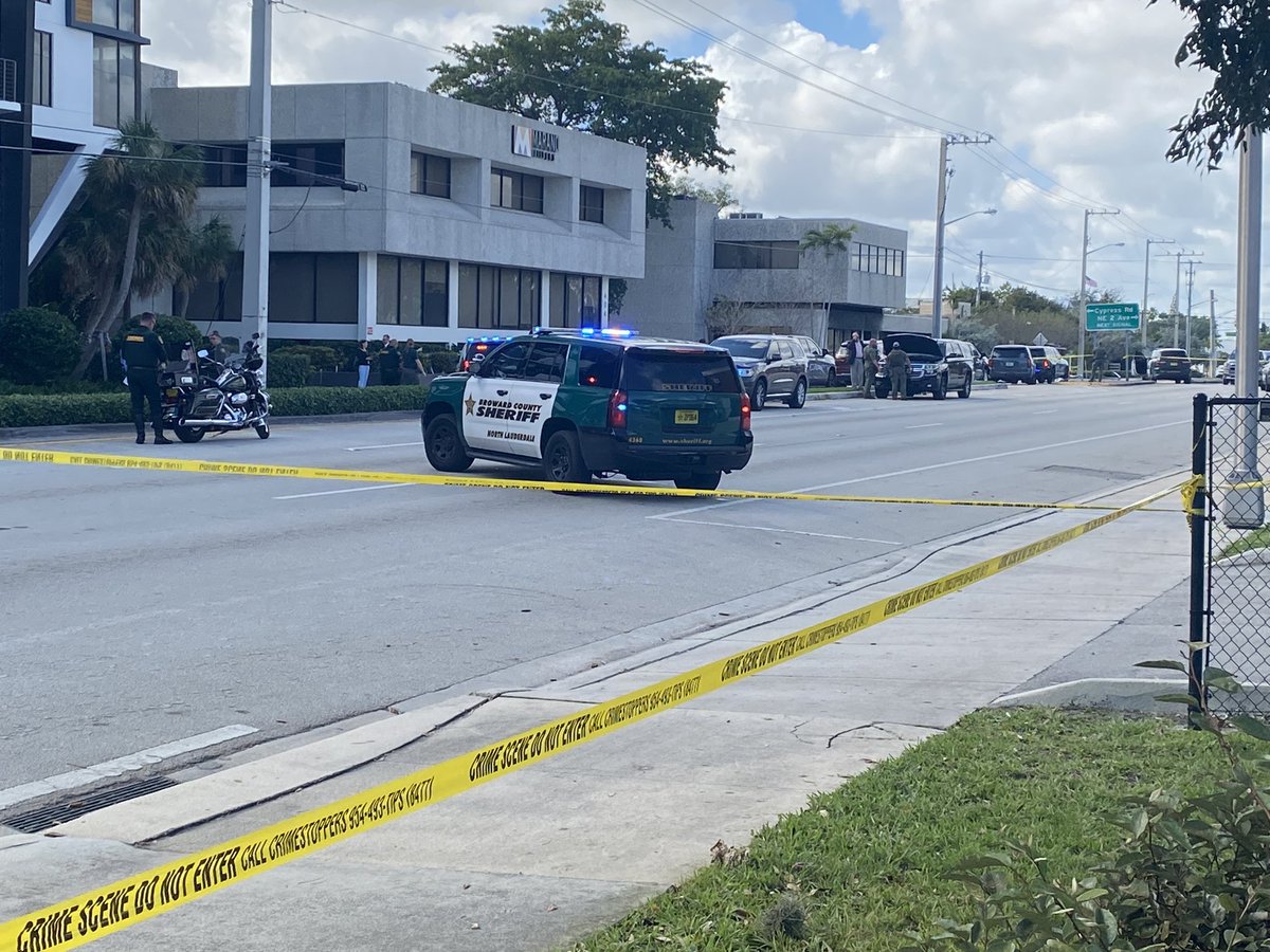 Several blocks of Atlantic Blvd remain closed where sources tell a BSO deputy shot and killed a bank robbery suspect. Traffic remains backed up for blocks