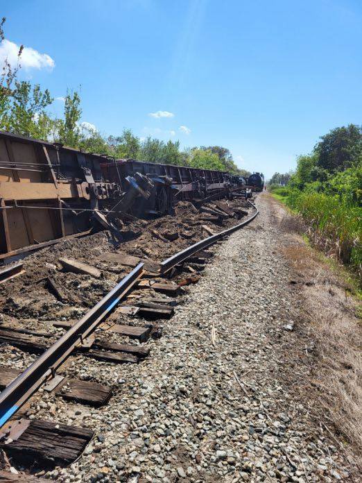 Photos from Southern Manatee Fire Rescue show the damage to the tracks. The derailment happened near the Sarasota Airport in Manatee County 