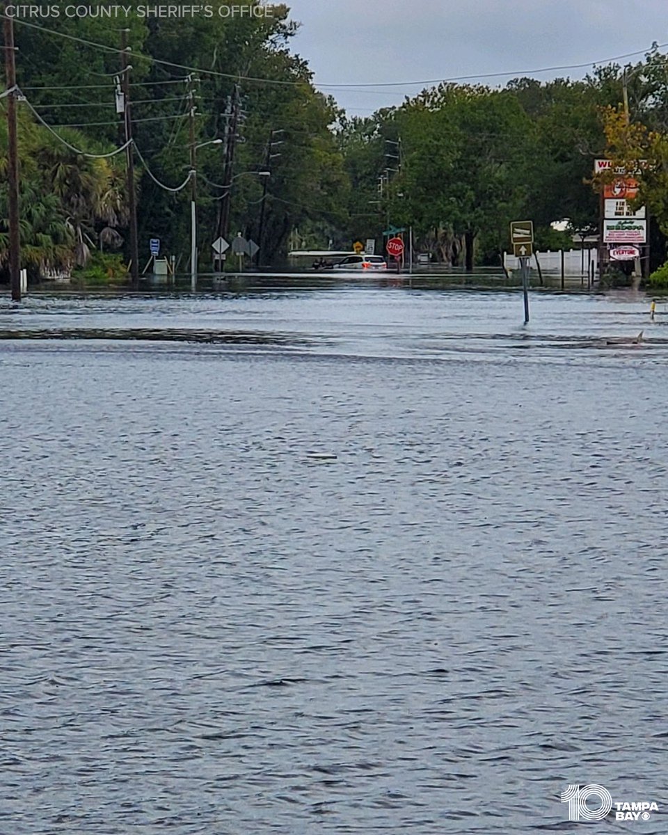 Highway 19 at State Road 44 and North Citrus Avenue in Citrus County are experiencing high water levels due to the storm
