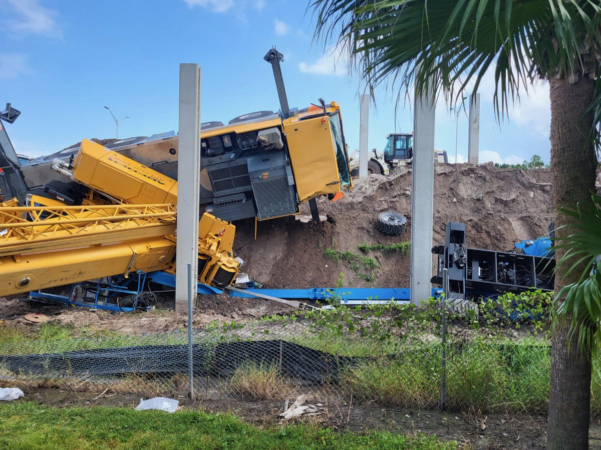 IndustrialAccident involving overturned crane. 13137 Heather Moss Dr. One construction site worker extricated, transported to Osceola Regional as trauma code, another worker taken to Advent Health Kissimmee with minor injuries. Approx 50 gal of hydraulic fluid from crane