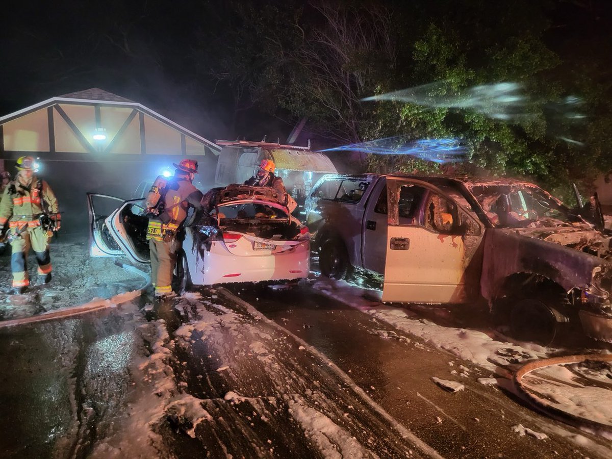Firefighters responded to a 4 vehicle fire with exposure to home on the 1000 block of Casasia Dr. Units arrived and began extingishing fire, confirmed no extension to home, occupants evacuated safely. State Fire Marshal is investigating the cause of the fire