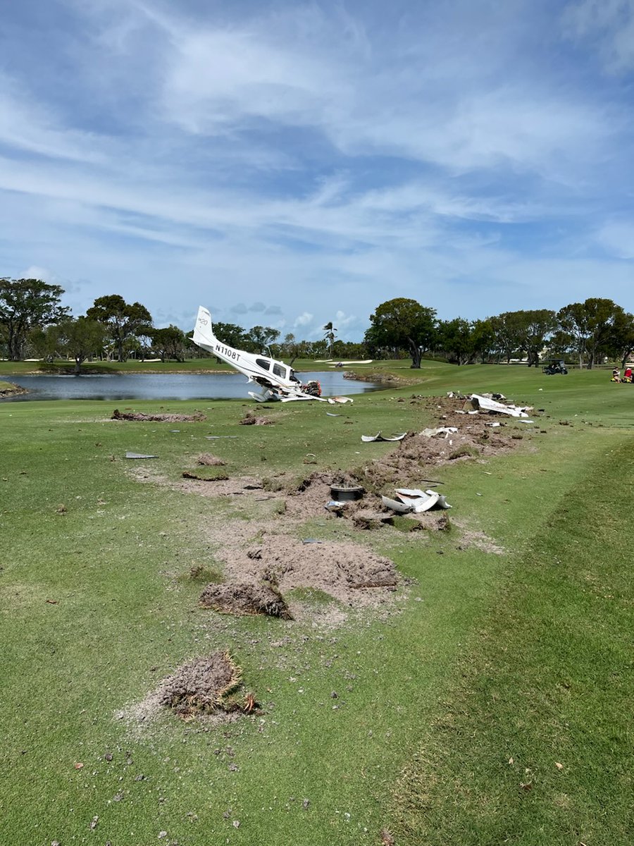 A small plane crashed on a golf course in Key Largo on Saturday