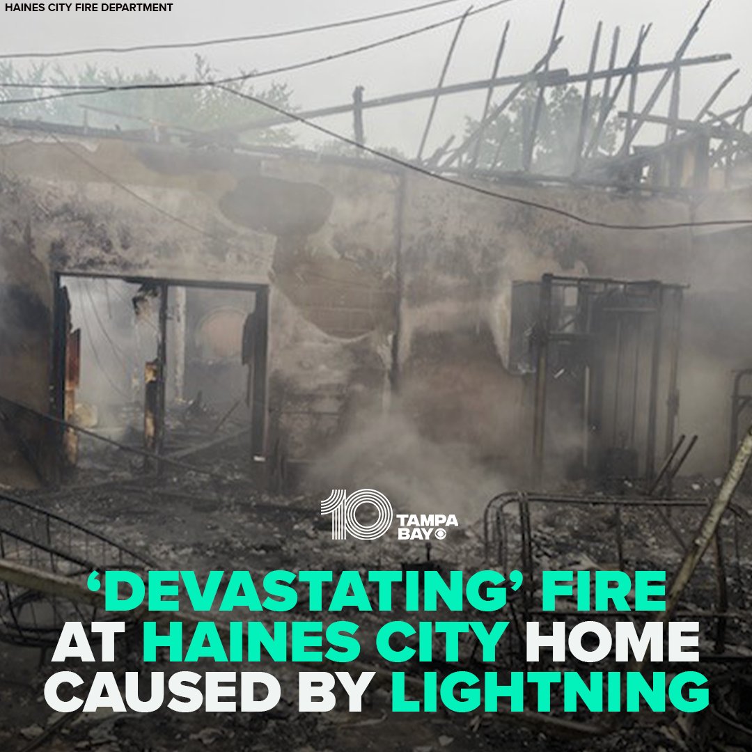 A lightning strike caused a home to go up in flames Sunday afternoon in Haines City.