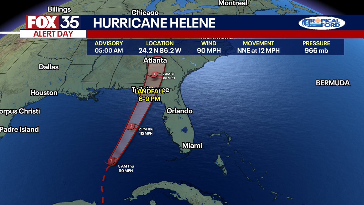 Hurricane Helene is heading for the FL panhandle Big Bend region and is forecast to strike Tallahassee as a major hurricane this evening. This scenario is something that region has not experienced in over a century. Trees will block roads and knock out power