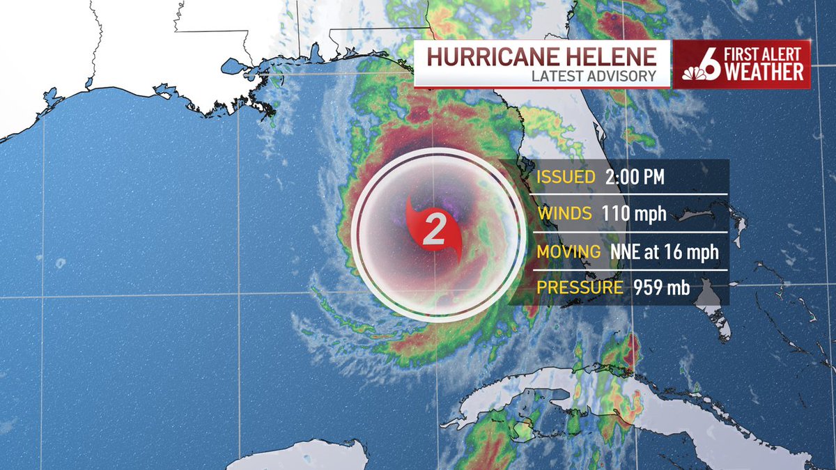 2 pm Thursday - Helene is a strong cat. 2, on the doorstep of becoming a major hurricane this afternoon