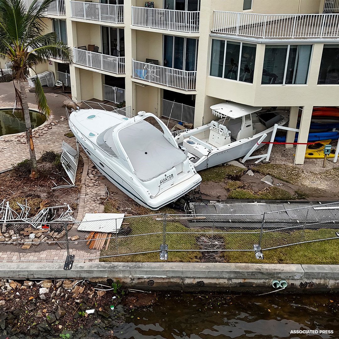 BOATS DAMAGED BY HELENE: Photos coming out of St. Pete in Hurricane Helene's aftermath are jarring. Just think of the sheer amount of water and power it takes to move these giant vessels. Our thoughts remain to all impacted.