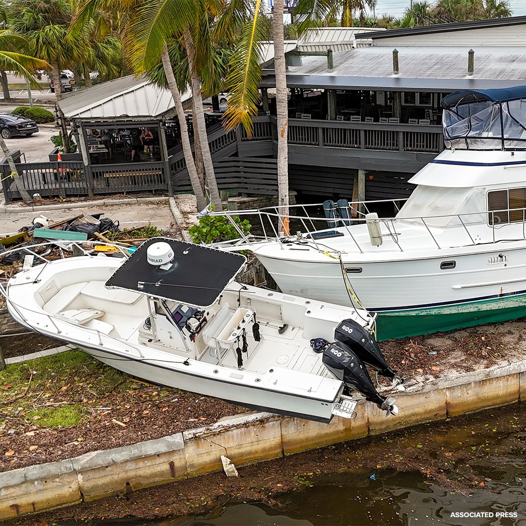 BOATS DAMAGED BY HELENE: Photos coming out of St. Pete in Hurricane Helene's aftermath are jarring. Just think of the sheer amount of water and power it takes to move these giant vessels. Our thoughts remain to all impacted.