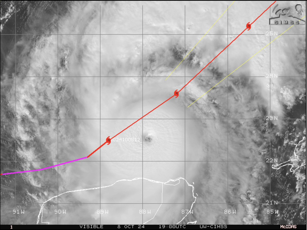 Hurricane Milton is WELL south of its forecast track and satellite suggests the storm has already regained Category 5 strength. This could mean a farther south landfall tomorrow in Sarasota County and less wind shear, which could mean a stronger landfall 