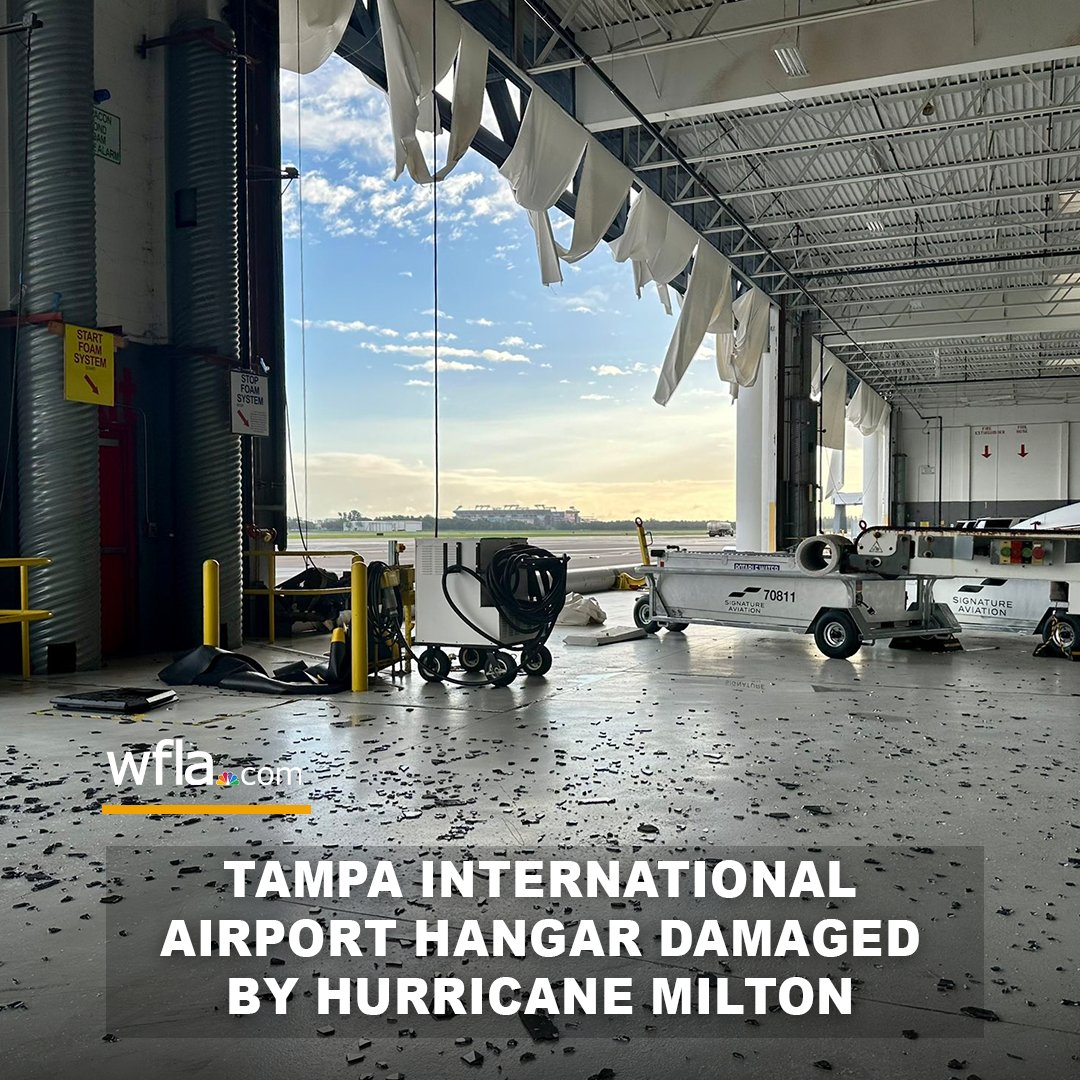 Tampa International Airport hangar damaged by Hurricane Milton