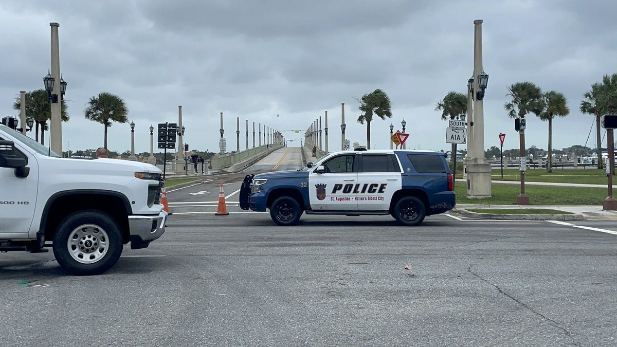 ST. AUGUSTINE : Tidal flooding has shut down the Bridge of Lions. High-tide is starting to recede, but the waves are still crashing onto the Bayfront