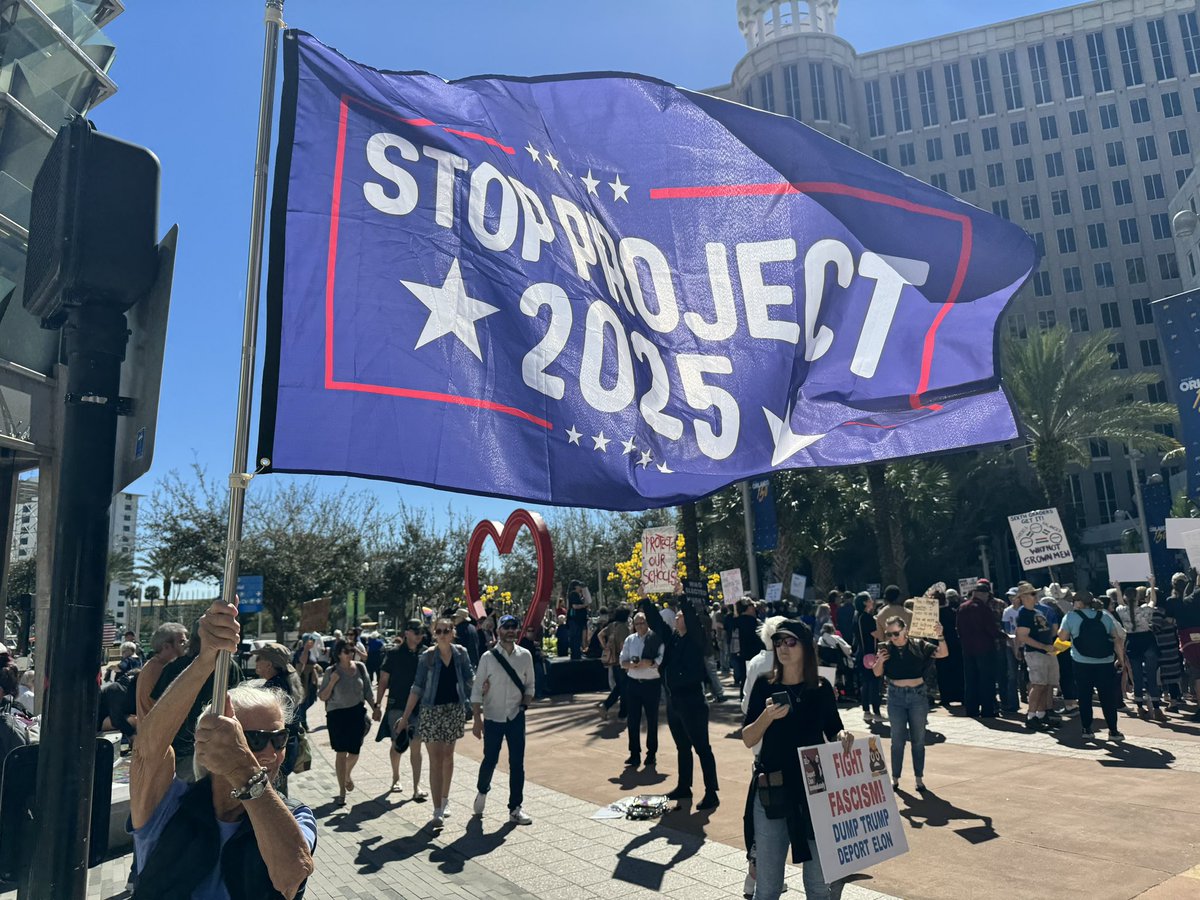 Hundreds of people have gathered outside Orlando’s City Hall for a Not My President’s Day Rally to protest the second Trump administration as part of the 50501 movement