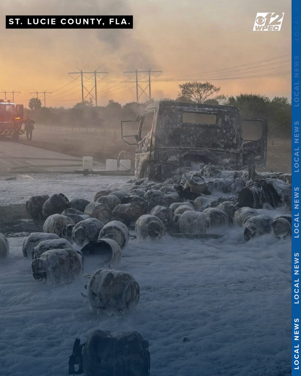 A propane truck carrying over 240 propane tanks caught fire on the Turnpike in St. Lucie County, resulting in multiple tanks exploding and a highway shutdown