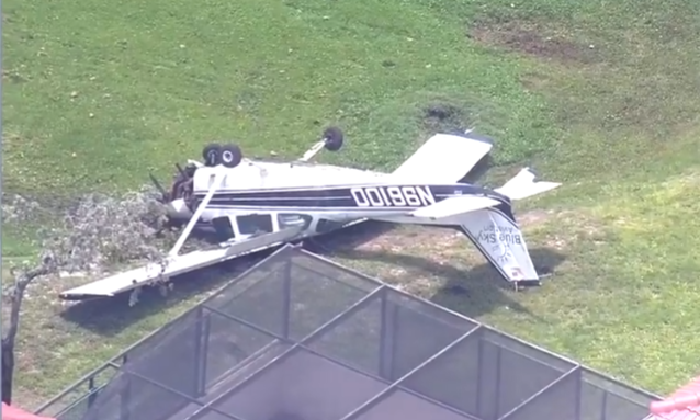 A small plane crashed shortly after takeoff onto the lawn of a Pembroke Pines psychiatric hospital, authorities said